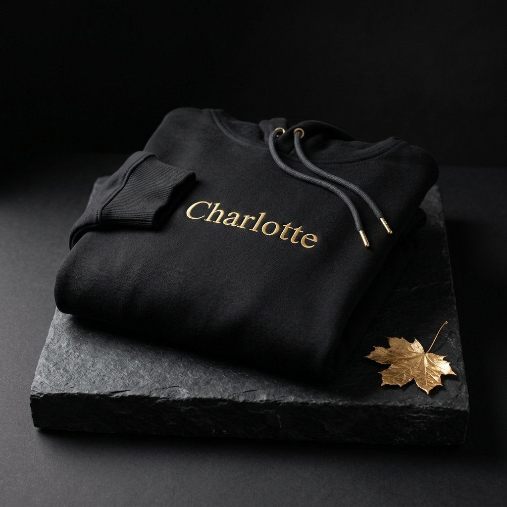 Signature Gold-Embroidered Luxury Organic Hoodie